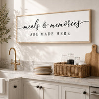Farmhouse Kitchen Sign – Meals And Memories Print | Rustic Dining Room Wall Art - Lumberwave Creations