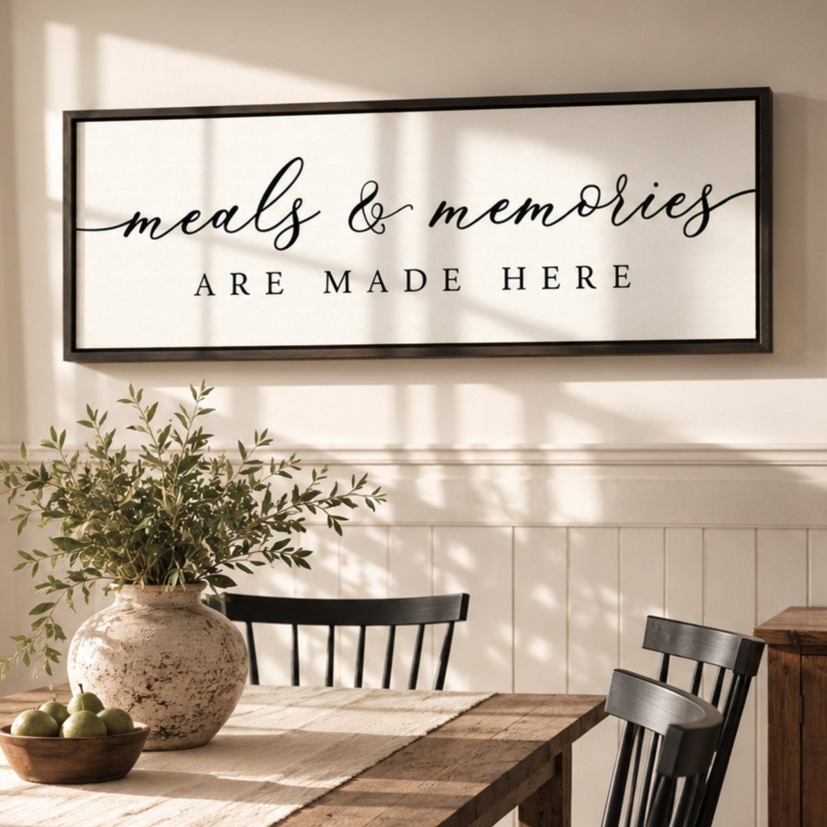 Farmhouse Kitchen Sign – Meals And Memories Print | Rustic Dining Room Wall Art - Lumberwave Creations