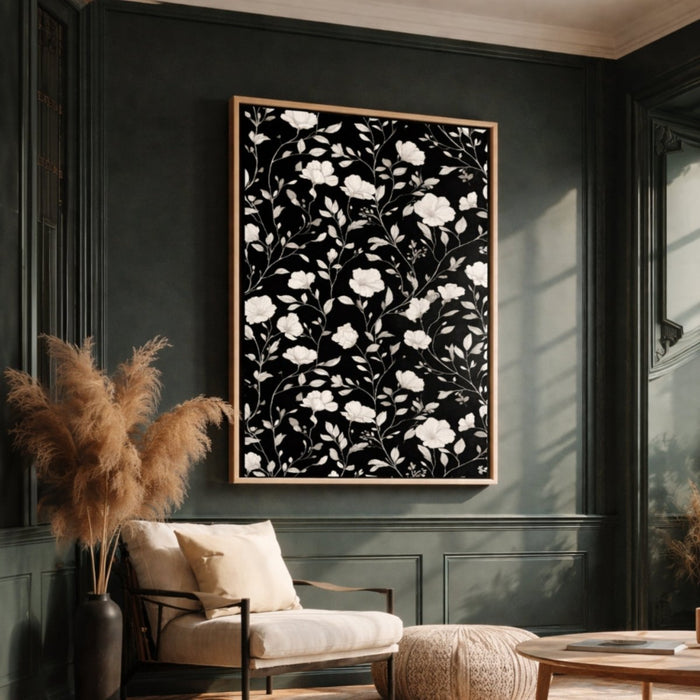 Floral Wall Art, Flower Vine Print, Black And White Wall Decor - Lumberwave Creations