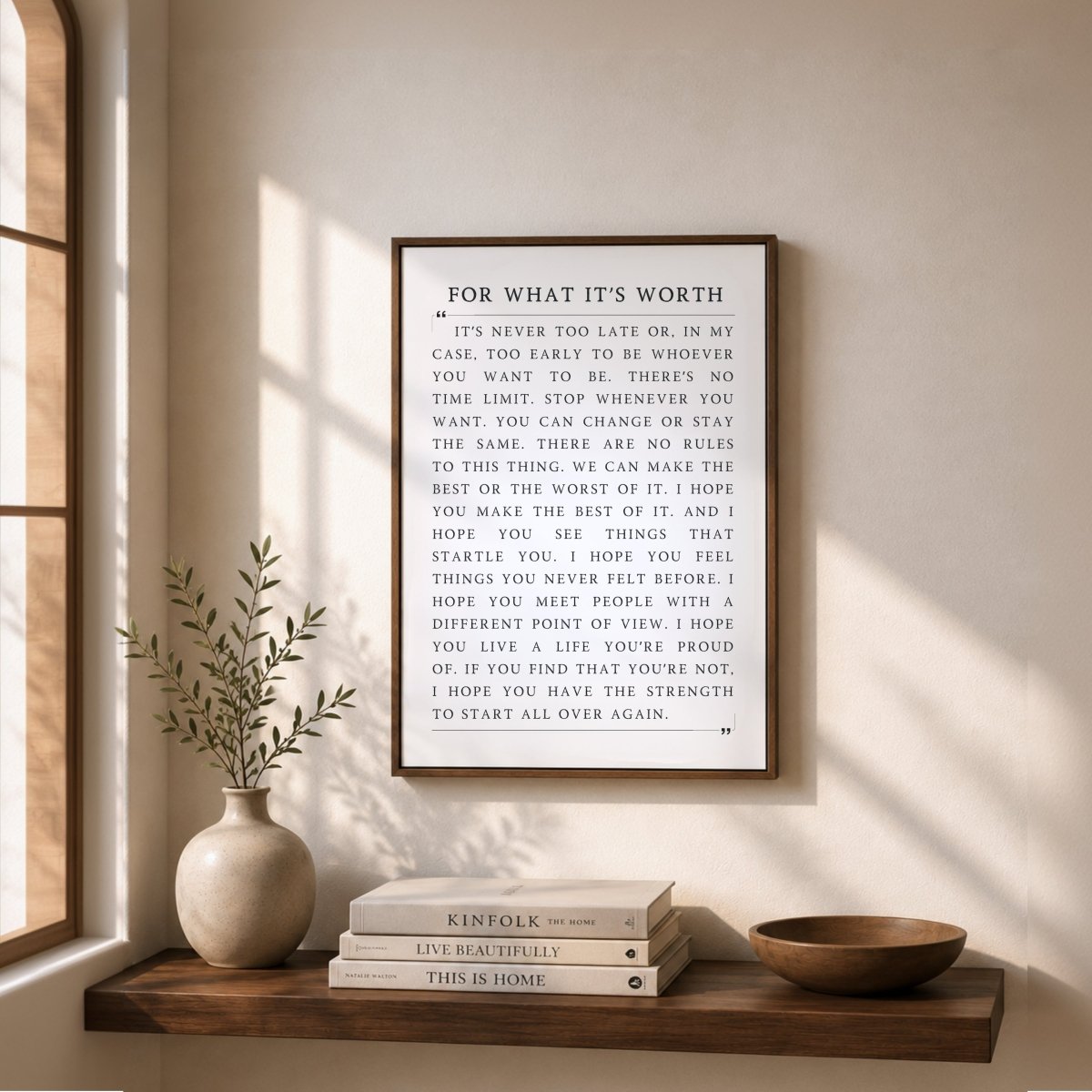 For What It's Worth – Motivational Quote Sign | Neutral Home Decor Canvas Print - Lumberwave Creations