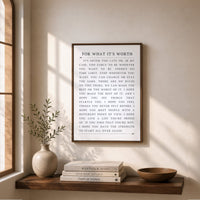 For What It's Worth – Motivational Quote Sign | Neutral Home Decor Canvas Print - Lumberwave Creations