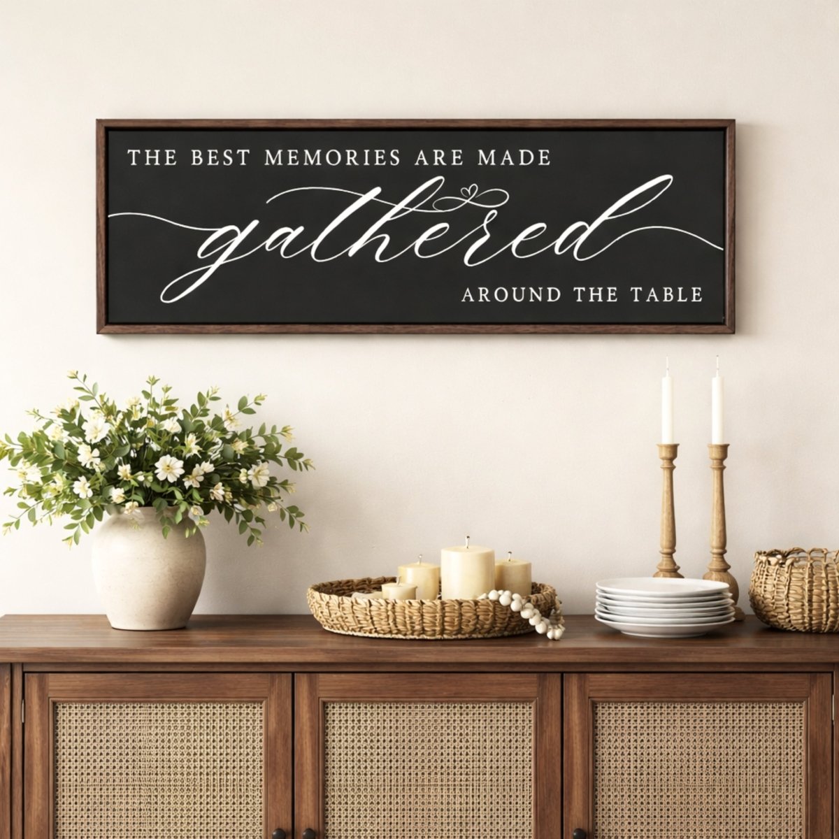 Gathered Around The Table Sign - Rustic Kitchen Sign | Dining Room Wall Decor - Lumberwave Creations