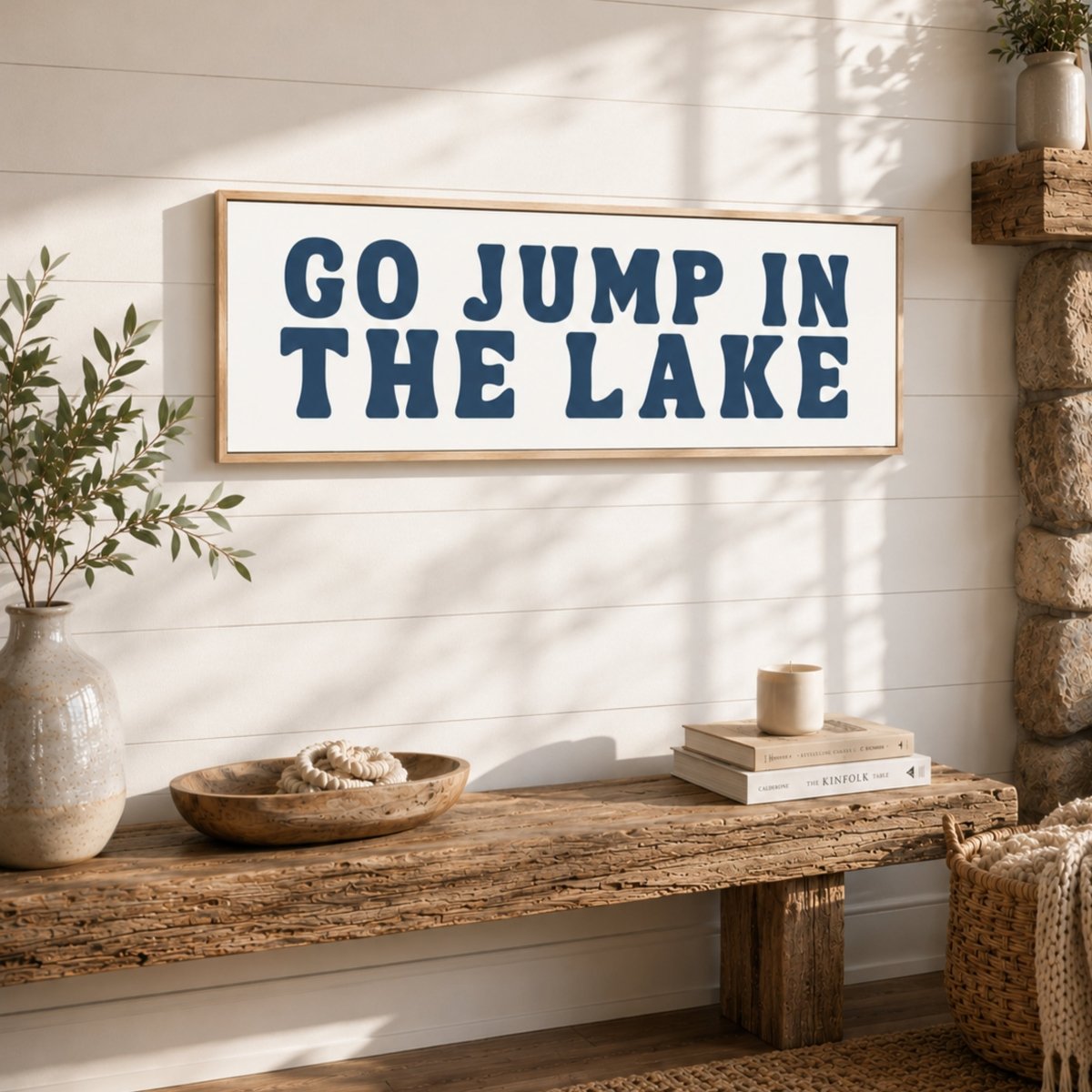 Go Jump In The Lake Sign - Rustic Lake House Sign & Cabin Wall Decor - Lumberwave Creations