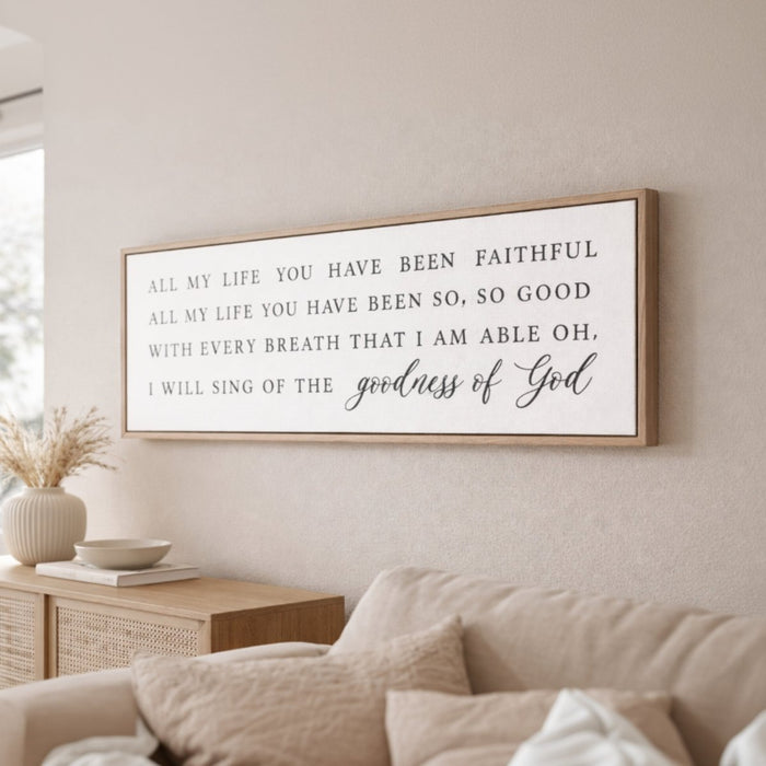 Goodness Of God Sign – Inspirational Song Lyrics Christian Wall Art Print - Lumberwave Creations