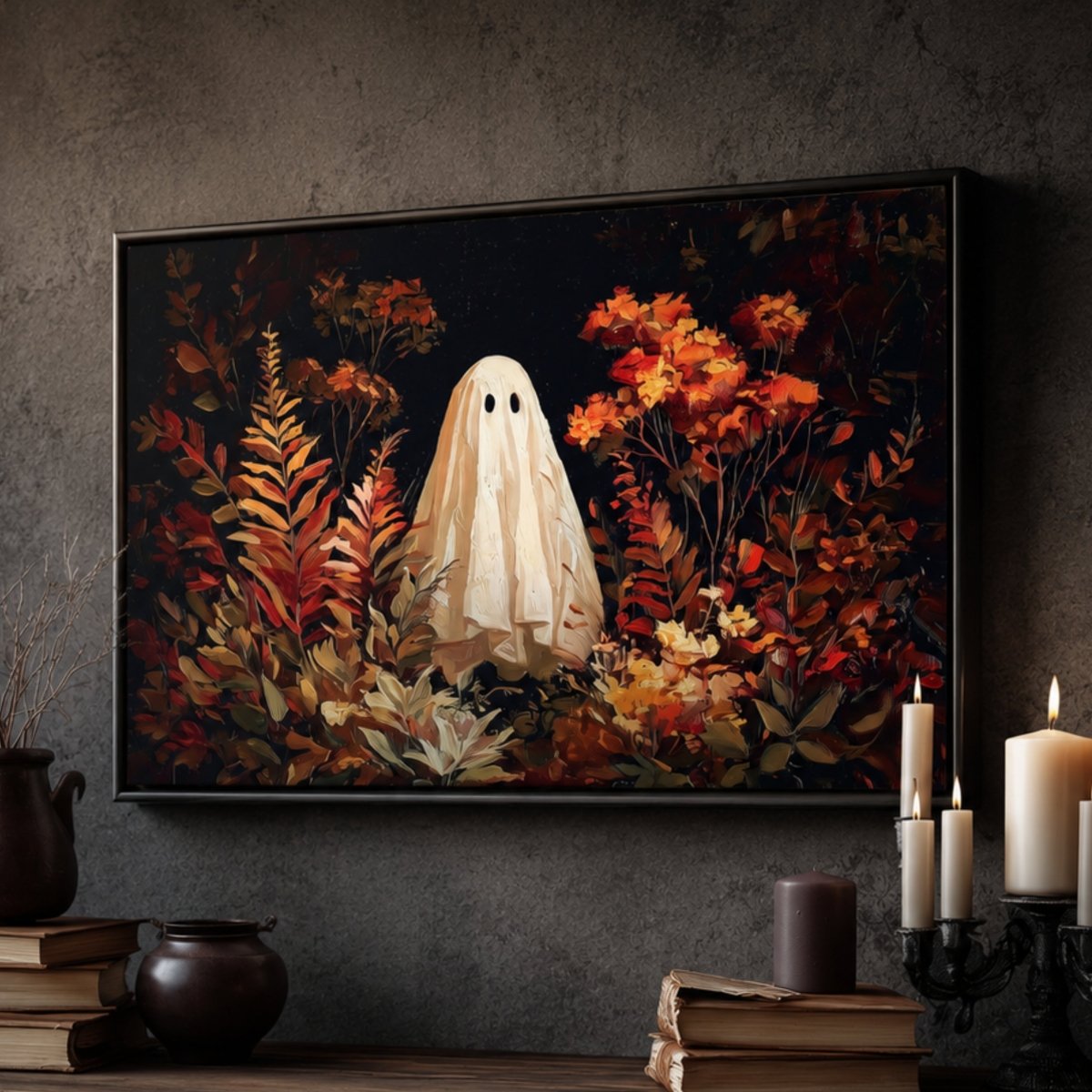 Halloween Wall Art – Retro Ghost Print | Spooky Prints & Fall Home Decor - Lumberwave Creations