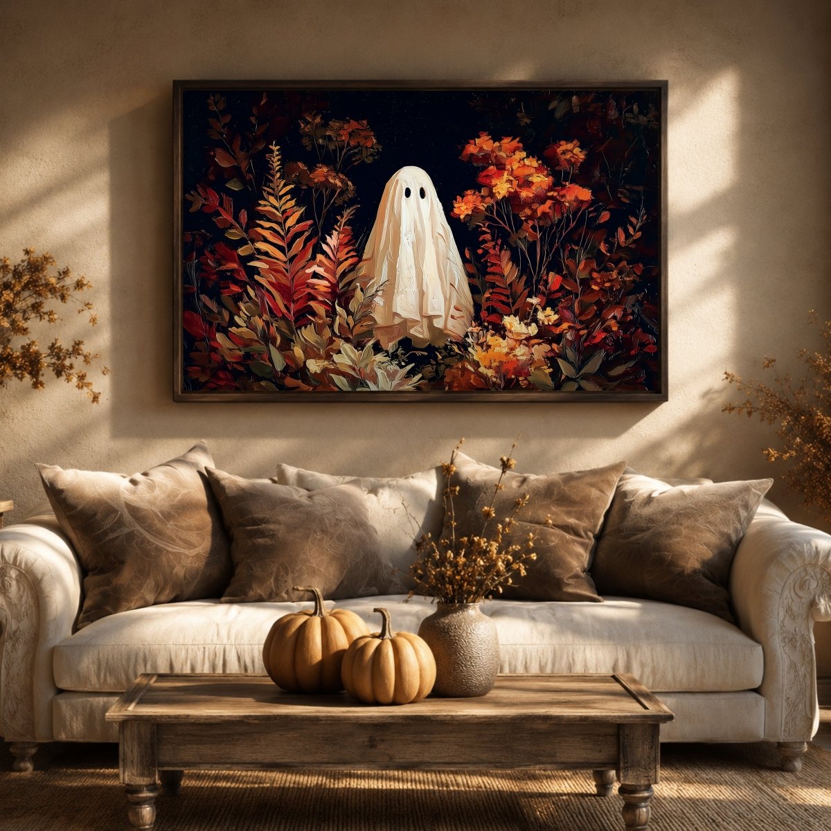 Halloween Wall Art – Retro Ghost Print | Spooky Prints & Fall Home Decor - Lumberwave Creations