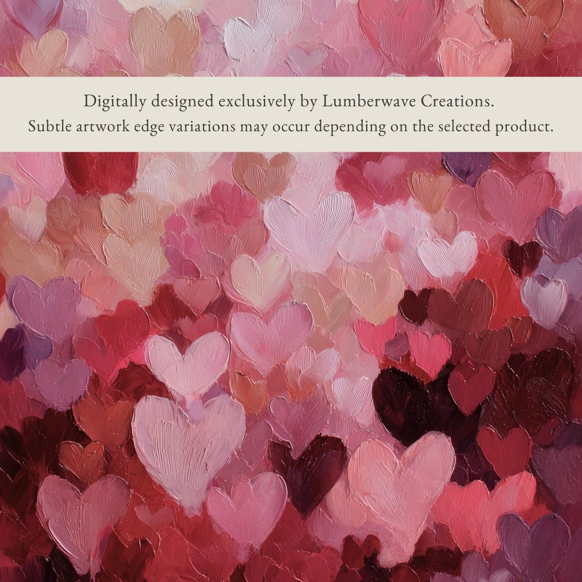 Heart Painting Print – Valentines Day Decor | Pink Purple Hearts Romantic Wall Art - Lumberwave Creations