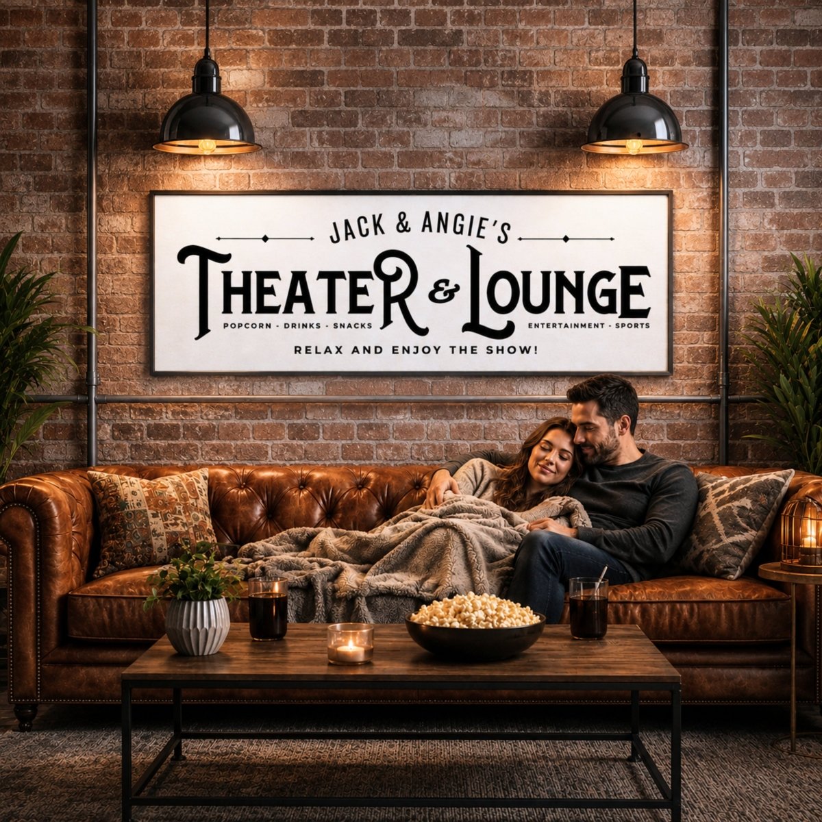 Home Theater Sign - Personalized Family Movie Room Decor & Cinema Room Signs - Lumberwave Creations