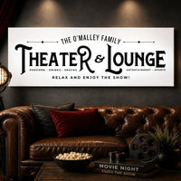 Home Theater Sign - Personalized Family Movie Room Decor & Cinema Room Signs - Lumberwave Creations