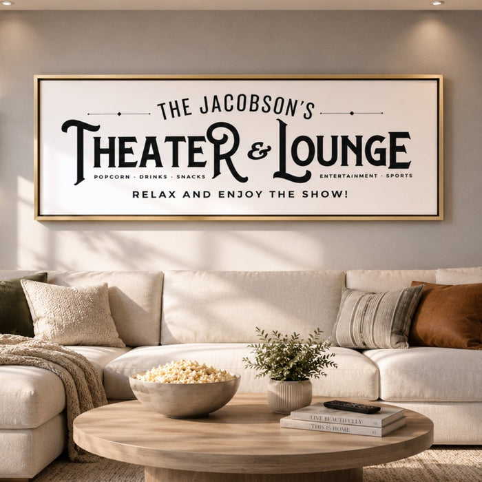 Home Theater Sign - Personalized Family Movie Room Decor & Cinema Room Signs - Lumberwave Creations