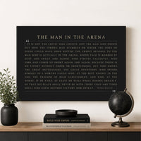 Inspirational Office Wall Decor – Man In The Arena Quote Canvas Print | Theodore Roosevelt Sign - Lumberwave Creations