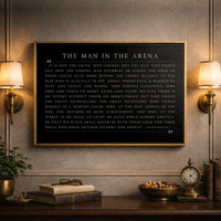 Inspirational Office Wall Decor – Man In The Arena Quote Canvas Print | Theodore Roosevelt Sign - Lumberwave Creations