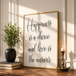 Inspirational Quote Print – Choose Happiness Sign | Calligraphy Wall Decor - Lumberwave Creations