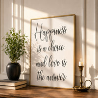 Inspirational Quote Print – Choose Happiness Sign | Calligraphy Wall Decor - Lumberwave Creations