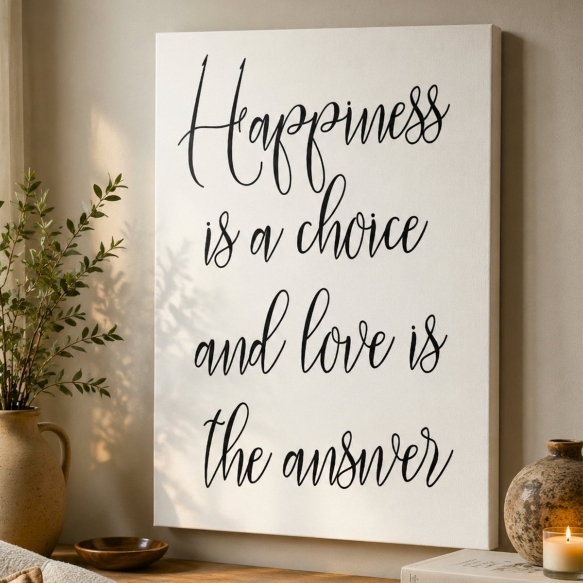 Inspirational Quote Print – Choose Happiness Sign | Calligraphy Wall Decor - Lumberwave Creations