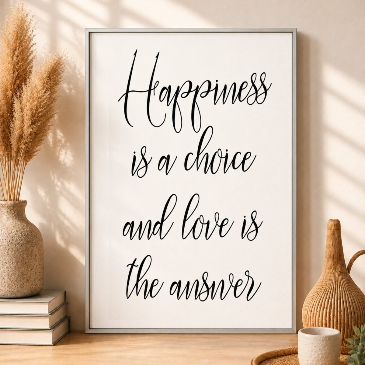 Inspirational Quote Print – Choose Happiness Sign | Calligraphy Wall Decor - Lumberwave Creations