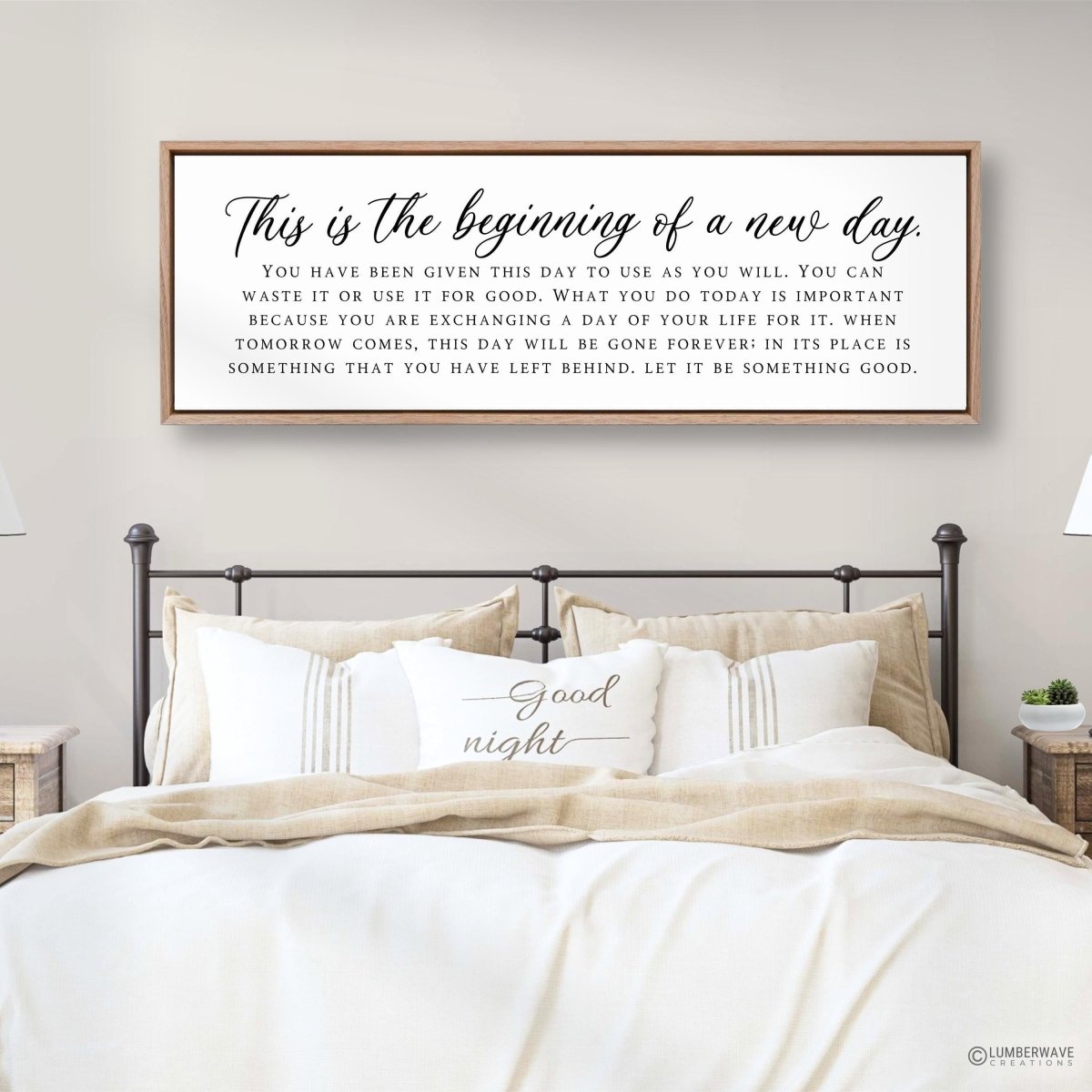 Inspirational Quote Sign - New Day Print Motivational Wall Decor for Bedroom - Lumberwave Creations