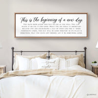 Inspirational Quote Sign - New Day Print Motivational Wall Decor for Bedroom - Lumberwave Creations