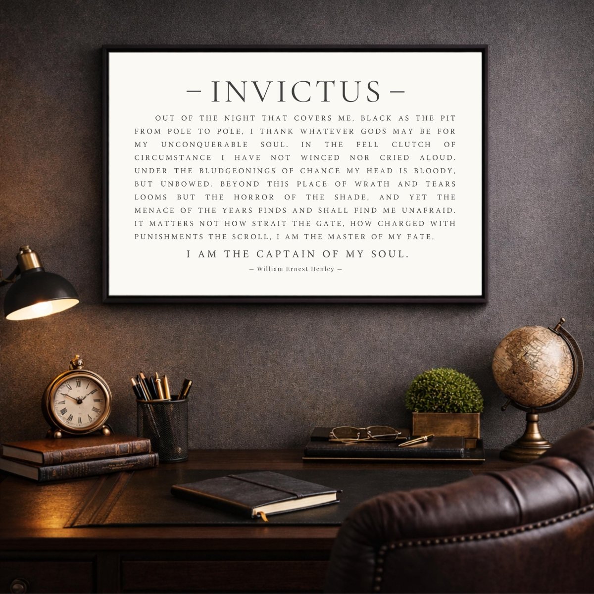 Invictus Poem Canvas Print, William Ernest Henley Quote, Inspirational Wall Decor, Office Art - Lumberwave Creations