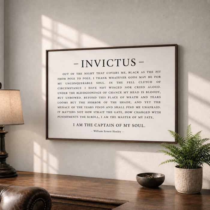 Invictus Poem Canvas Print, William Ernest Henley Quote, Inspirational Wall Decor, Office Art - Lumberwave Creations