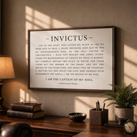 Invictus Poem Canvas Print, William Ernest Henley Quote, Inspirational Wall Decor, Office Art - Lumberwave Creations