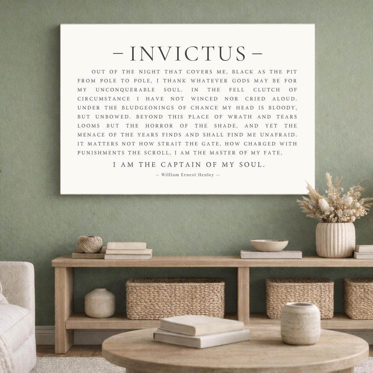 Invictus Poem Canvas Print, William Ernest Henley Quote, Inspirational Wall Decor, Office Art - Lumberwave Creations