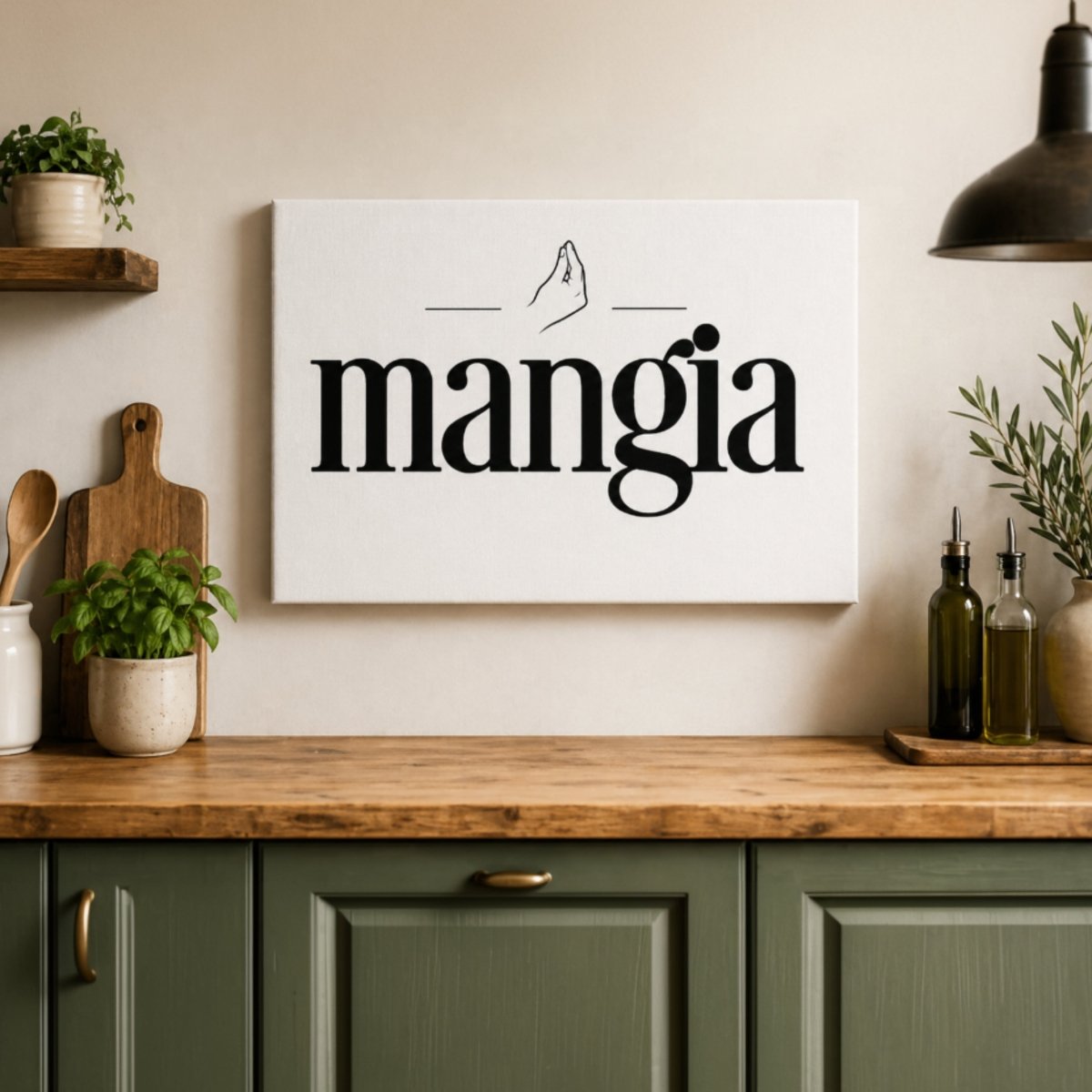 Italian Kitchen Wall Decor – Mangia Kitchen Print | Let's Eat Wall Art Sign - Lumberwave Creations