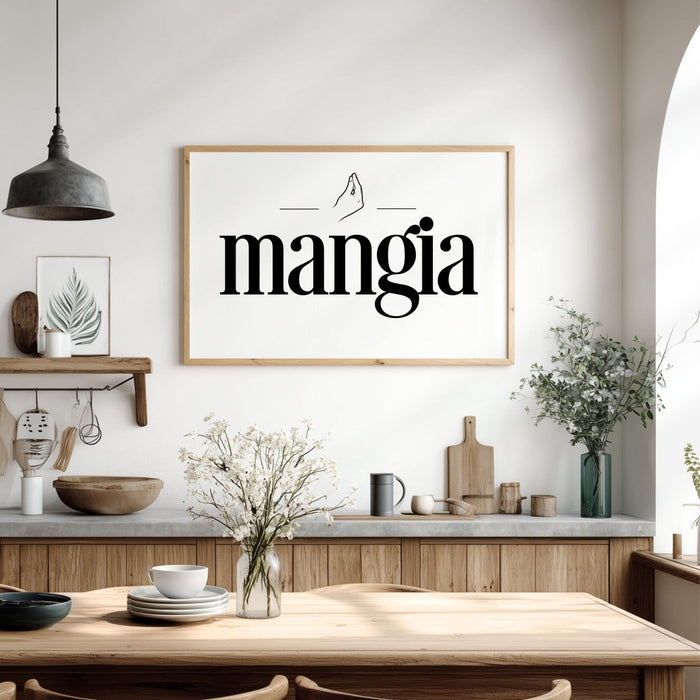 Italian Kitchen Wall Decor – Mangia Kitchen Print | Let's Eat Wall Art Sign - Lumberwave Creations
