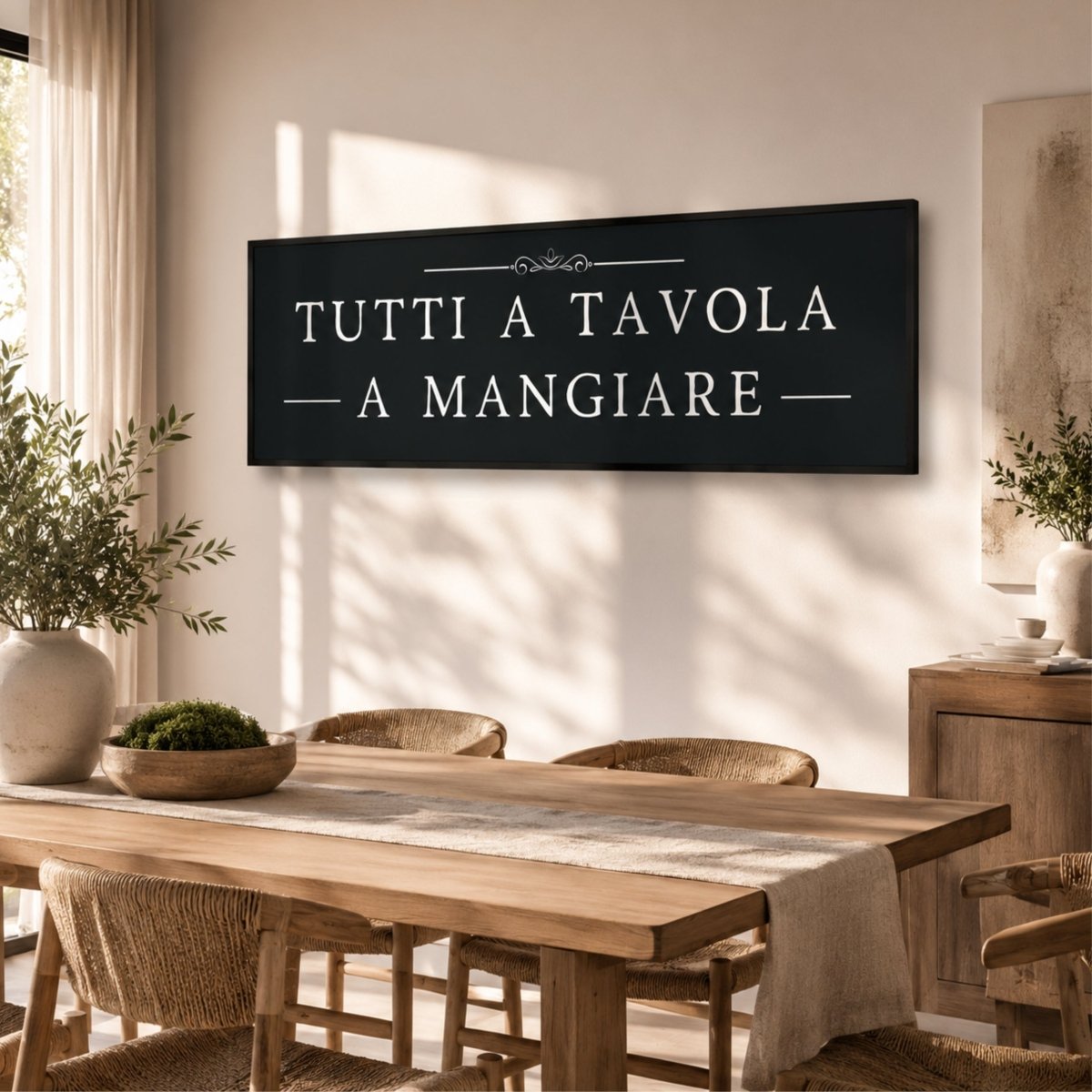 Italian Kitchen Wall Decor - Tutti A Tavola Sign | Rustic Wood Framed Art - Lumberwave Creations