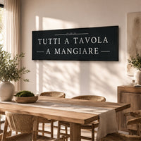 Italian Kitchen Wall Decor - Tutti A Tavola Sign | Rustic Wood Framed Art - Lumberwave Creations