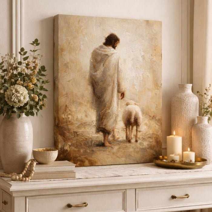 Jesus Lamb Wall Art - Vintage Christian Wall Decor | Sheep And Lamb Print - Lumberwave Creations
