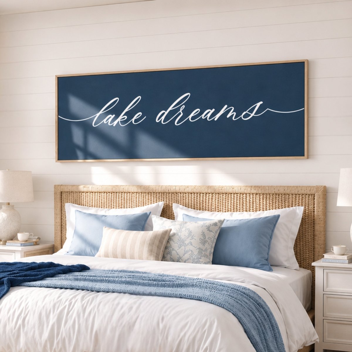 Lake Dreams Sign | Lake House Bedroom Wall Decor - Lumberwave Creations