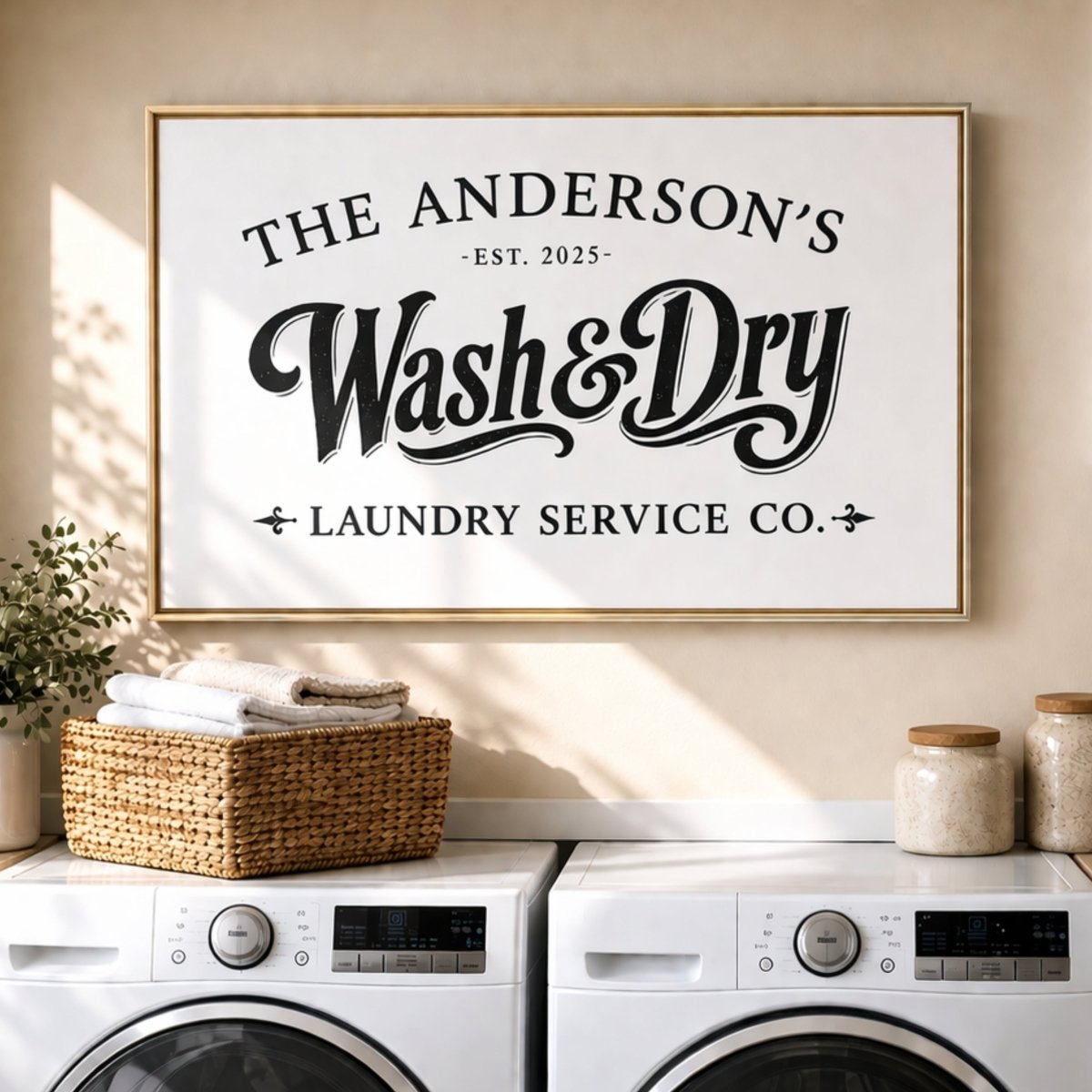 Laundry Room Sign - Personalized Farmhouse Laundry Decor | Rustic Canvas Wall Art - Lumberwave Creations