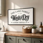 Laundry Room Sign - Personalized Farmhouse Laundry Decor | Rustic Canvas Wall Art - Lumberwave Creations
