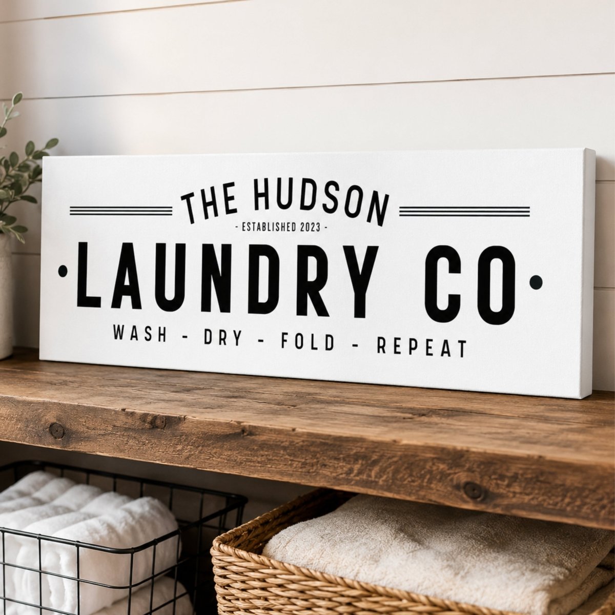 Laundry Room Sign - Personalized Farmhouse Wood Framed Wall Decor - Lumberwave Creations