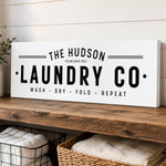 Laundry Room Sign - Personalized Farmhouse Wood Framed Wall Decor - Lumberwave Creations