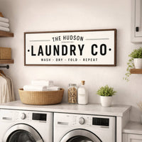 Laundry Room Sign - Personalized Farmhouse Wood Framed Wall Decor - Lumberwave Creations