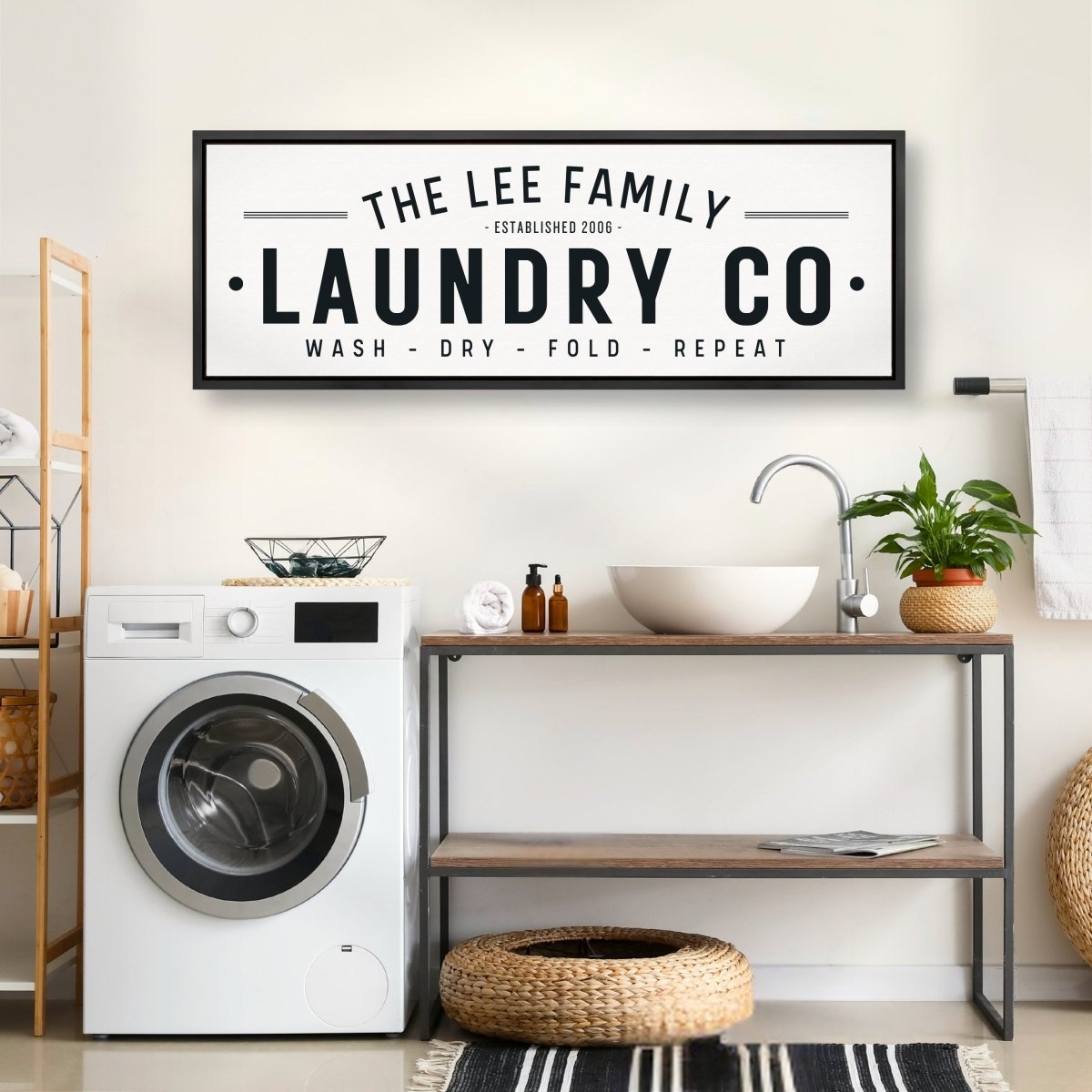 Laundry Room Sign - Personalized Farmhouse Wood Framed Wall Decor - Lumberwave Creations