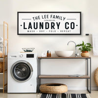 Laundry Room Sign - Personalized Farmhouse Wood Framed Wall Decor - Lumberwave Creations