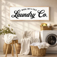 Laundry Room Sign - Wash Dry Fold Art | Farmhouse Laundry Wall Decor Print - Lumberwave Creations