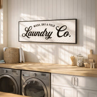 Laundry Room Sign - Wash Dry Fold Art | Farmhouse Laundry Wall Decor Print - Lumberwave Creations