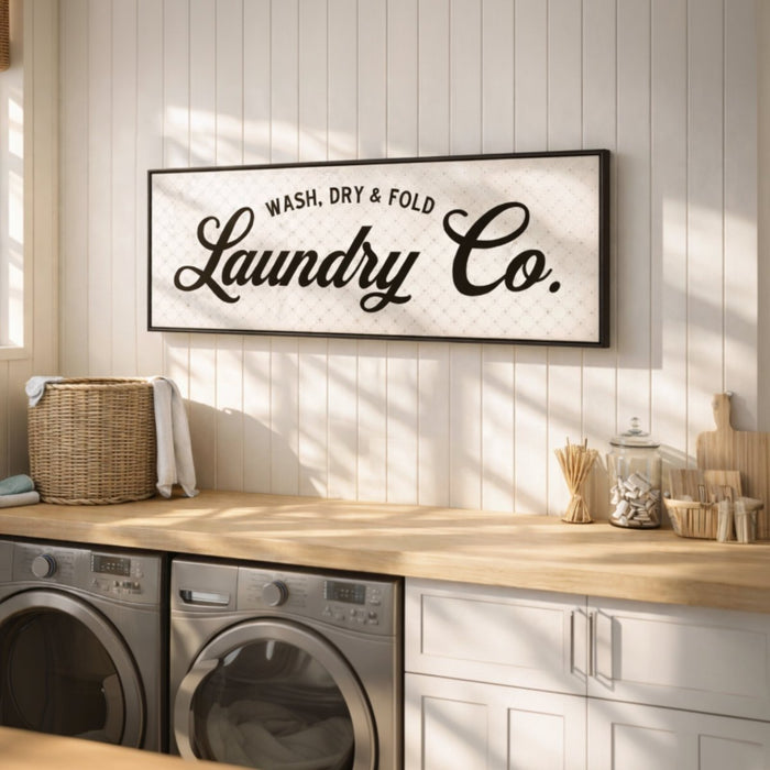 Laundry Room Sign - Wash Dry Fold Art | Farmhouse Laundry Wall Decor Print - Lumberwave Creations