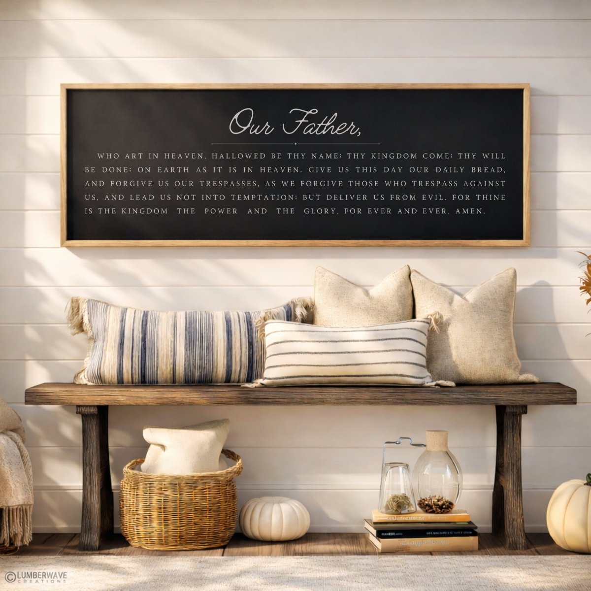 Lords Prayer Sign - Christian Wall Decor | Our Father Print Scripture Art - Lumberwave Creations