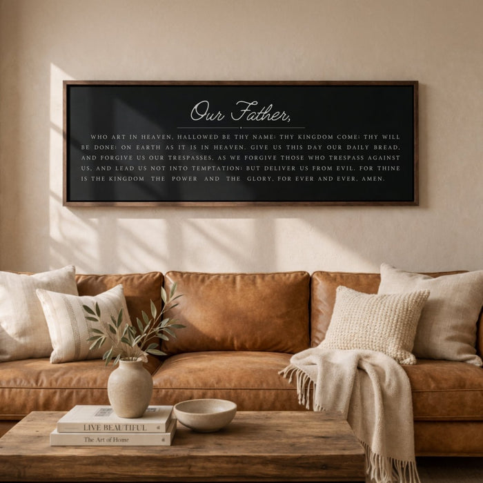 Lords Prayer Sign - Christian Wall Decor | Our Father Print Scripture Art - Lumberwave Creations