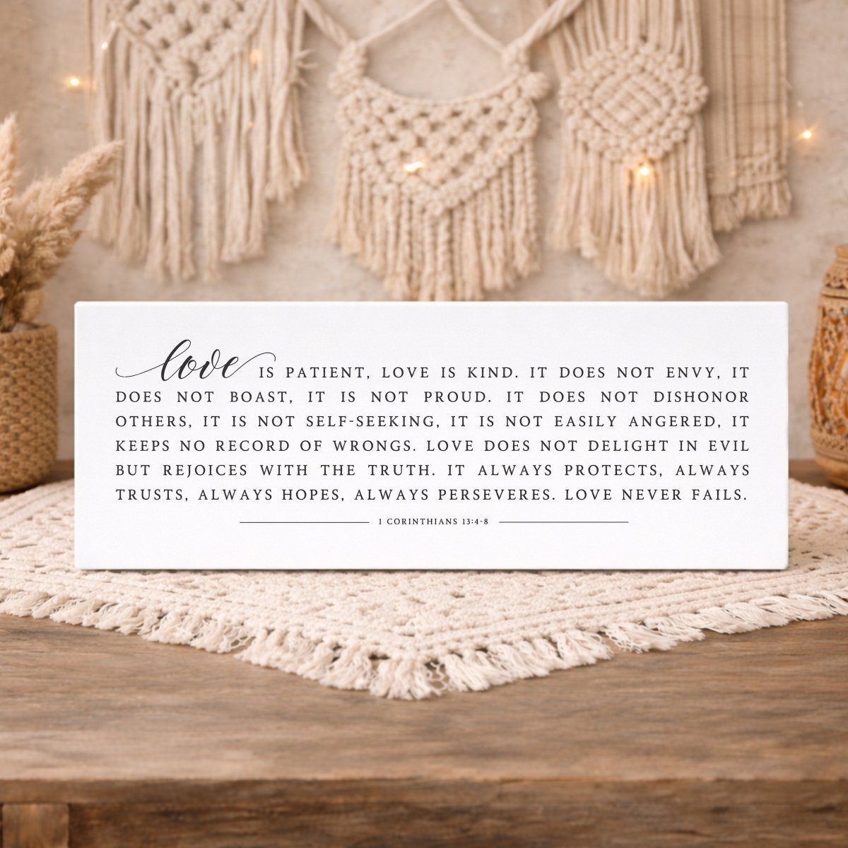 Love Is Patient Sign - Christian Wall Decor | 1 Corinthians 13 Bible Verse Print - Lumberwave Creations