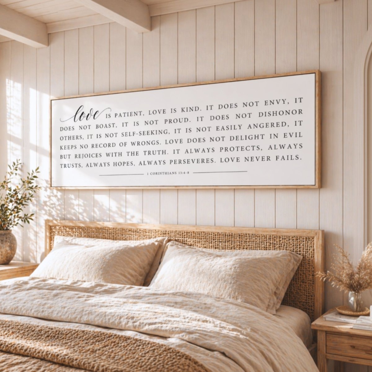 Love Is Patient Sign - Christian Wall Decor | 1 Corinthians 13 Bible Verse Print - Lumberwave Creations