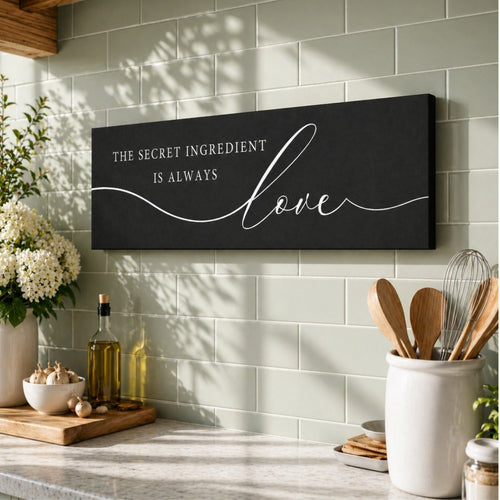 Love Kitchen Sign - Modern Kitchen Wall Decor | Secret Ingredient Dining Room Art - Lumberwave Creations