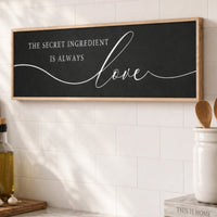 Love Kitchen Sign - Modern Kitchen Wall Decor | Secret Ingredient Dining Room Art - Lumberwave Creations