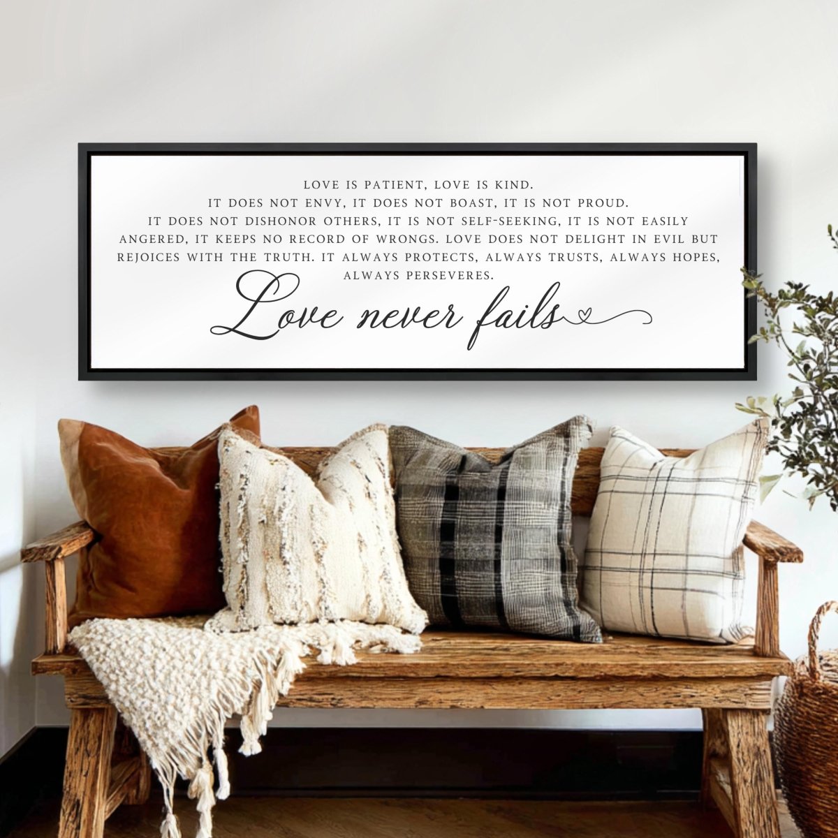 Love Never Fails Sign – 1 Corinthians 13 Print | Christian Wall Decor, Inspirational Scripture - Lumberwave Creations