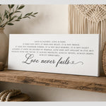 Love Never Fails Sign – 1 Corinthians 13 Print | Christian Wall Decor, Inspirational Scripture - Lumberwave Creations